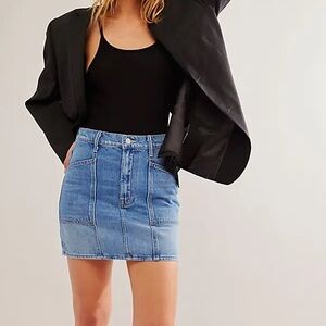 MOTHER the lineup swooner blue denim mini skirt size 27